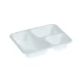 Barquette menu 3 comp bagasse blanche 227x178x43mm